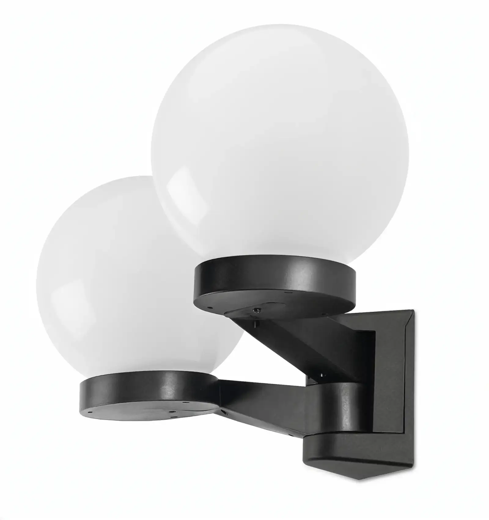 Applique Aurora con braccetto nero e due sfere bianche, Ivela