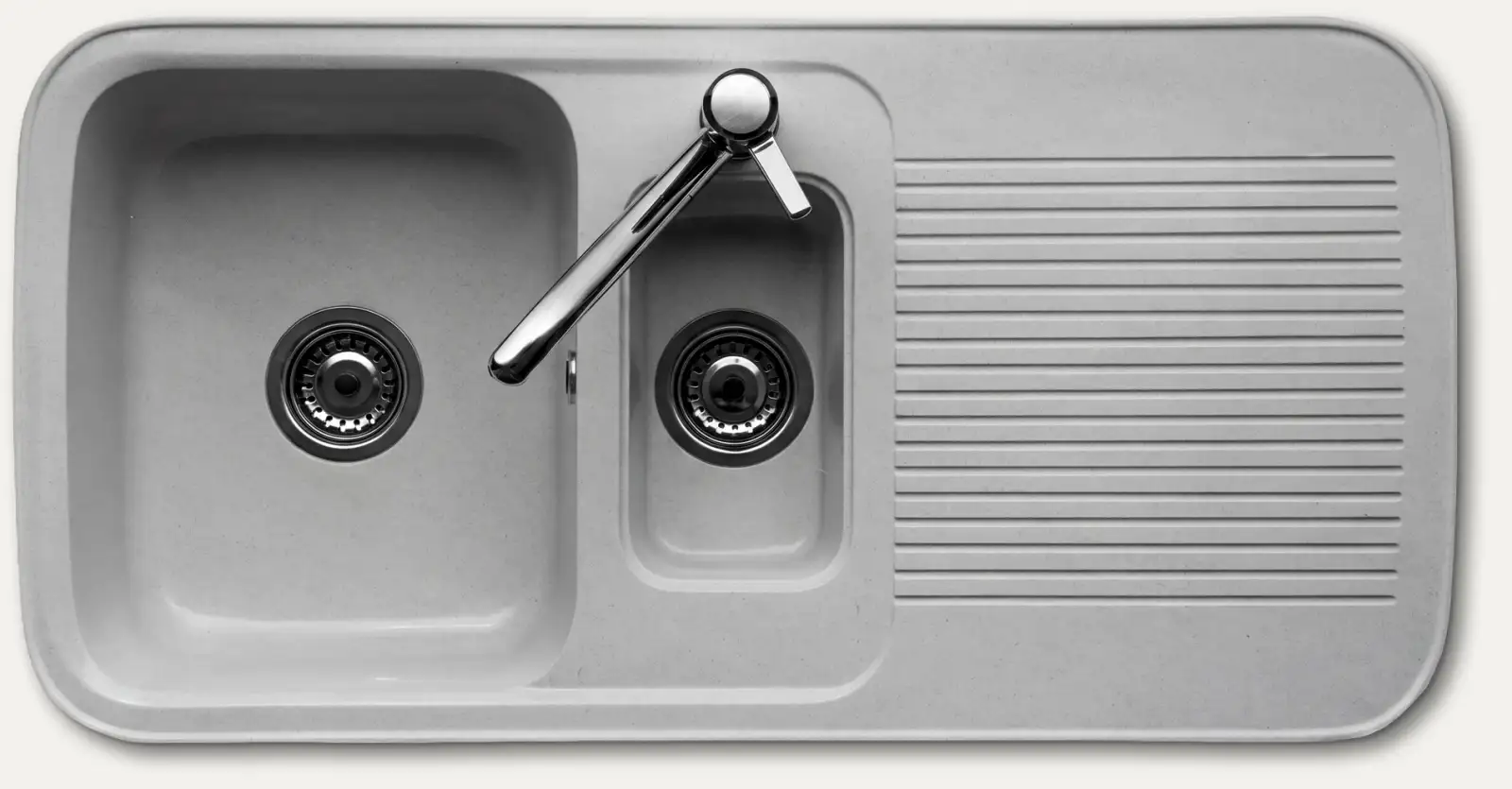 Lavello Functional grigio visto dall’alto, con vasca, vaschetta e gocciolatoio, Telma Guzzini