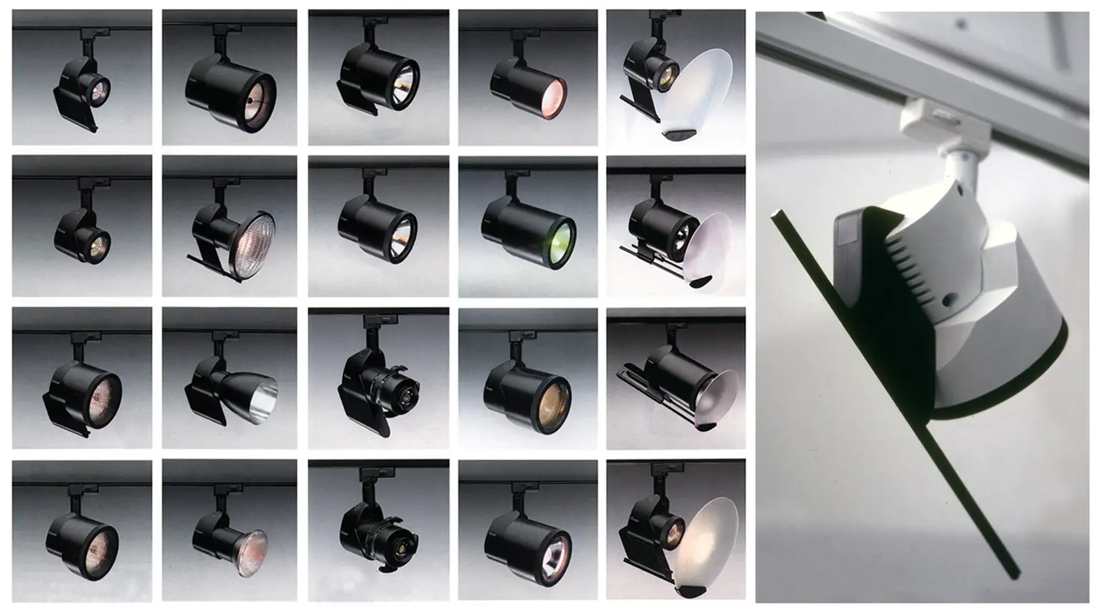 Griglia di fotografie di apparecchi Shuttle in configurazioni diverse, accanto a un render con il frangiluce