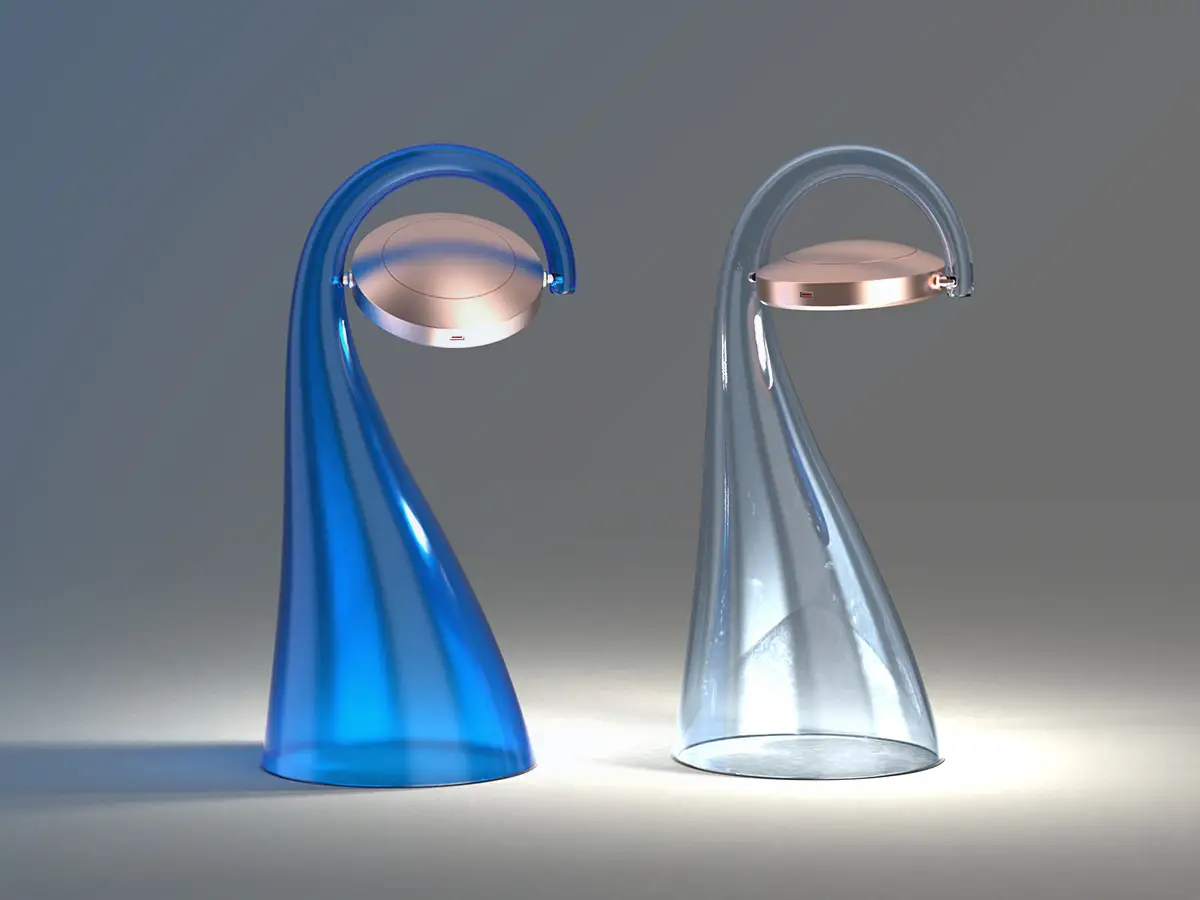 Render della prima proposta di Ligea, con il gruppo luminoso in cima e il vetro spento