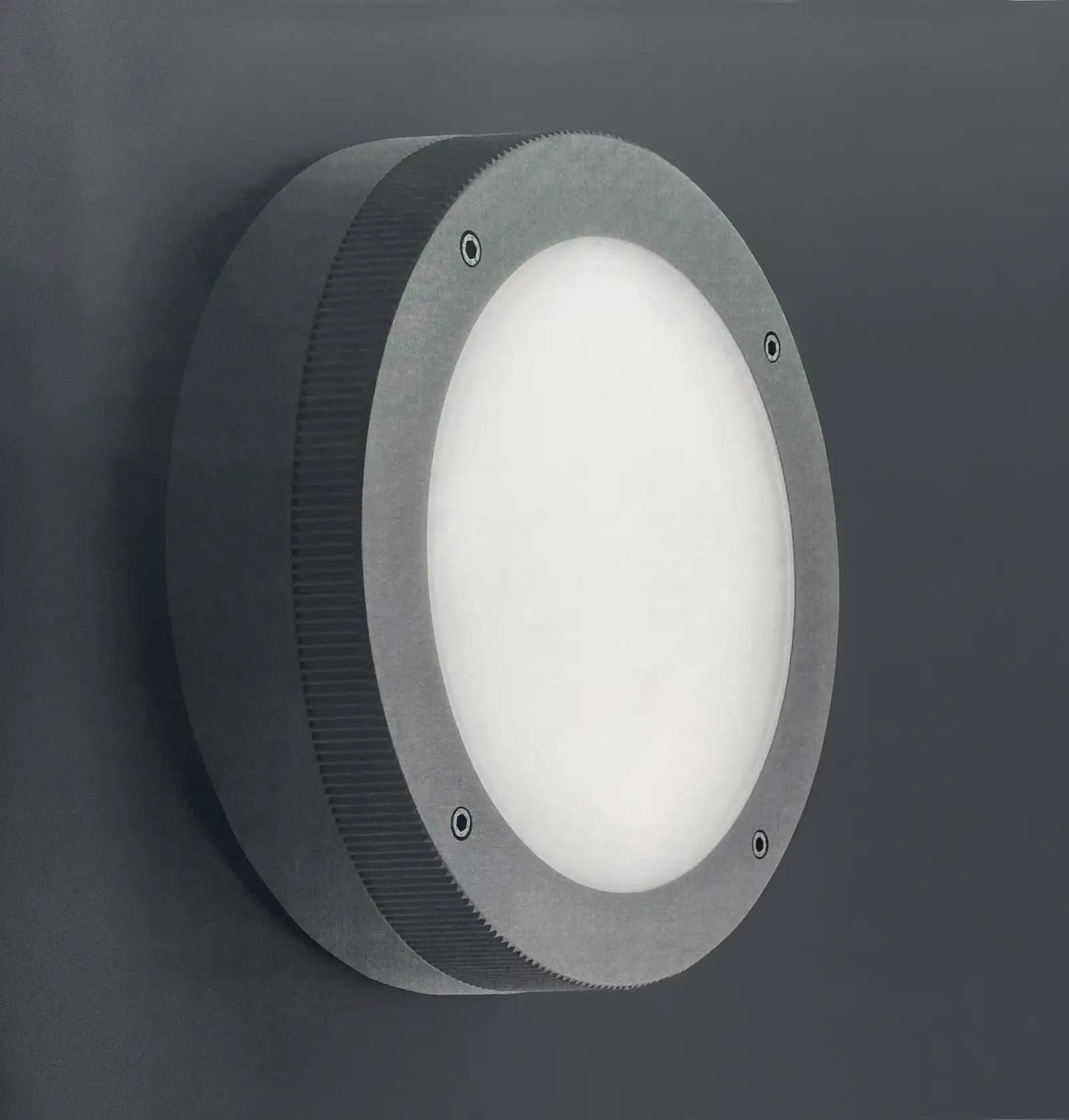 Applique tonda TB con anello zigrinato e diffusore bianco, Ivela